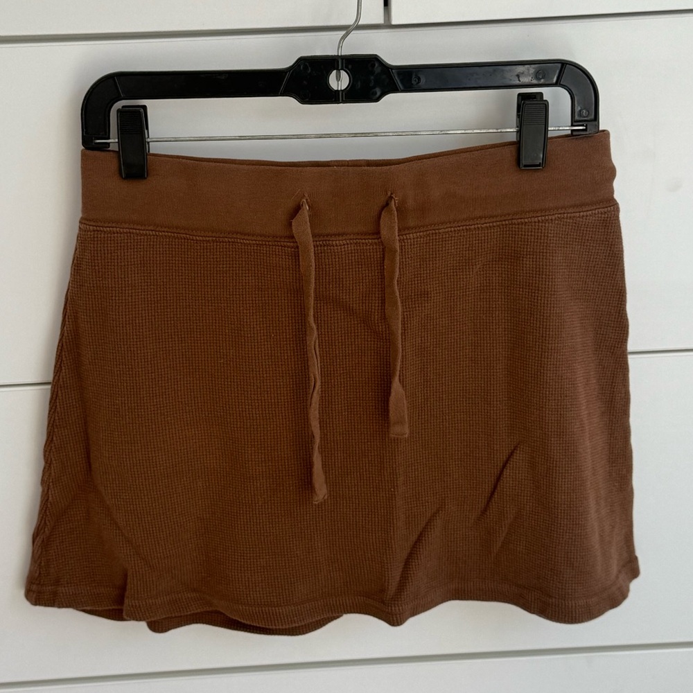 Brandy Melville Brown Drawstring Mini Skirt